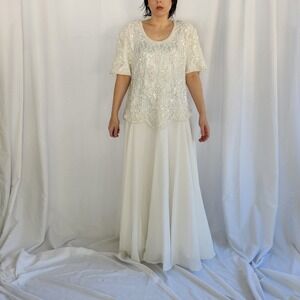 90s Ivory Beaded Scala Dress
